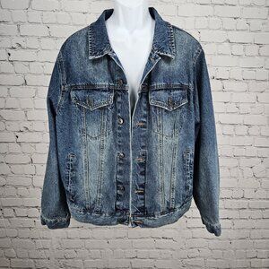 True Craft Blue 100% Cotton Denim Southern Pockets Buttoned Collared Jacket XXL